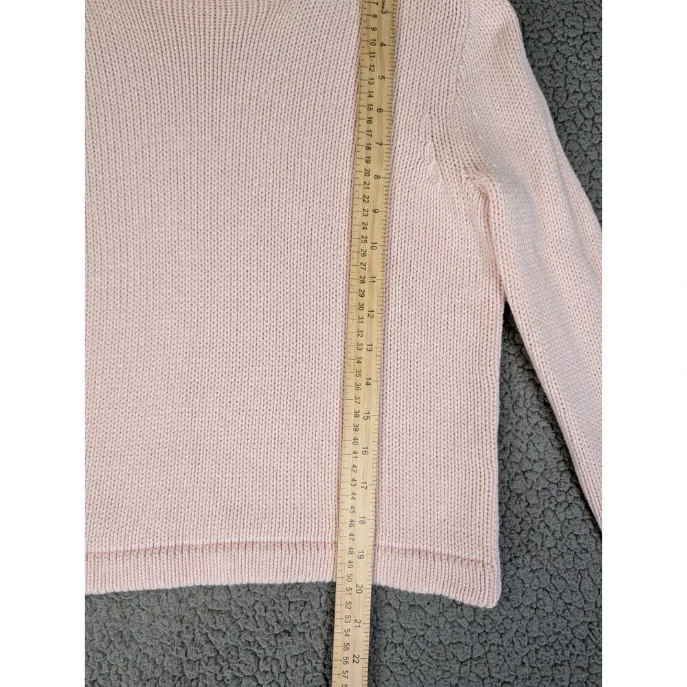 J Crew Always Womens S Pink Roll Neck Oarsman Fisherman Knit Sweater Cotton Cozy